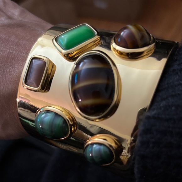 Trina Turk Gold Bracelet with Green and Brown Accents - Picture 3 of 4